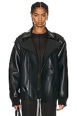 Norma Kamali Oversized Moto Jacket in Black, view 2, click to view large image.