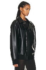 Norma Kamali Oversized Moto Jacket in Black, view 3, click to view large image.