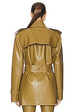 Norma Kamali Double Breasted Trench Coat in Woods, view 3, click to view large image.