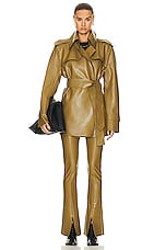 Norma Kamali Double Breasted Trench Coat in Woods, view 4, click to view large image.