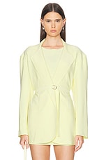 Norma Kamali Oversized Single Breasted Jacket in Butter Yellow, view 1, click to view large image.
