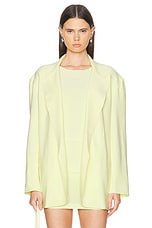 Norma Kamali Oversized Single Breasted Jacket in Butter Yellow, view 2, click to view large image.