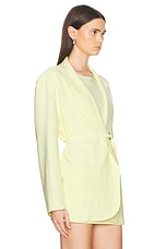Norma Kamali Oversized Single Breasted Jacket in Butter Yellow, view 3, click to view large image.