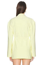 Norma Kamali Oversized Single Breasted Jacket in Butter Yellow, view 4, click to view large image.