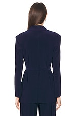 Norma Kamali Classic Double Breasted Jacket in True Navy, view 3, click to view large image.