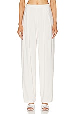 Norma Kamali Tapered Pleated Trouser in Bone, view 1, click to view large image.