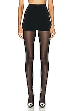 Norma Kamali Legging with Mesh Bottom Footie in Black, view 1, click to view large image.