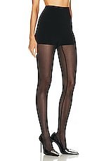 Norma Kamali Legging with Mesh Bottom Footie in Black, view 2, click to view large image.
