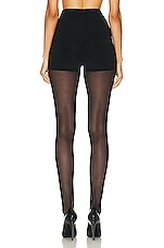Norma Kamali Legging with Mesh Bottom Footie in Black, view 3, click to view large image.