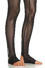 Norma Kamali Legging with Mesh Bottom Footie in Black, view 5, click to view large image.