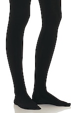 Norma Kamali Thigh High Spliced Legging in Black & Black Mesh, view 5, click to view large image.