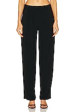 Norma Kamali Low Rise Pleated Trouser in Black, view 1, click to view large image.