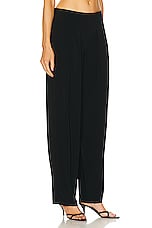 Norma Kamali Low Rise Pleated Trouser in Black, view 2, click to view large image.