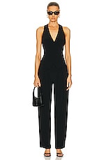 Norma Kamali Low Rise Pleated Trouser in Black, view 4, click to view large image.
