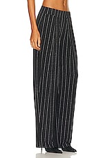 Norma Kamali Low Rise Pleated Trouser in Pinstripe, view 2, click to view large image.