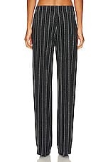Norma Kamali Low Rise Pleated Trouser in Pinstripe, view 3, click to view large image.