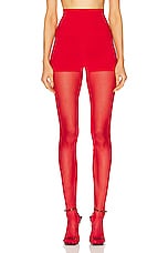 Norma Kamali Legging W/ Mesh Bottom Footsie in Tiger Red, view 1, click to view large image.