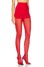 Norma Kamali Legging W/ Mesh Bottom Footsie in Tiger Red, view 2, click to view large image.