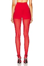 Norma Kamali Legging W/ Mesh Bottom Footsie in Tiger Red, view 3, click to view large image.