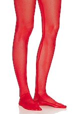 Norma Kamali Legging W/ Mesh Bottom Footsie in Tiger Red, view 5, click to view large image.