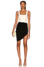 Norma Kamali Side Drape Mini Skirt in Black, view 5, click to view large image.