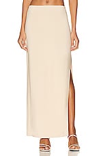 Norma Kamali Side Slit Long Skirt in Con Leche, view 1, click to view large image.
