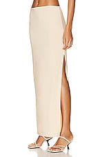 Norma Kamali Side Slit Long Skirt in Con Leche, view 3, click to view large image.