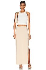Norma Kamali Side Slit Long Skirt in Con Leche, view 5, click to view large image.