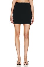 Norma Kamali Side Slit Mini Skirt in Black, view 1, click to view large image.