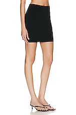 Norma Kamali Side Slit Mini Skirt in Black, view 2, click to view large image.