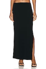 Norma Kamali Side Slit Long Skirt in Black, view 1, click to view large image.