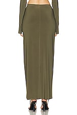 Norma Kamali Side Slit Long Skirt in Military, view 4, click to view large image.