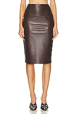 Norma Kamali Straight Skirt in Chocolate, view 1, click to view large image.