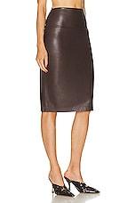 Norma Kamali Straight Skirt in Chocolate, view 2, click to view large image.