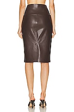 Norma Kamali Straight Skirt in Chocolate, view 3, click to view large image.