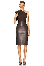 Norma Kamali Straight Skirt in Chocolate, view 4, click to view large image.