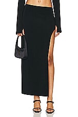 Norma Kamali Marissa Wide Slit Skirt in Black, view 1, click to view large image.