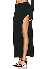 Norma Kamali Marissa Wide Slit Skirt in Black, view 3, click to view large image.