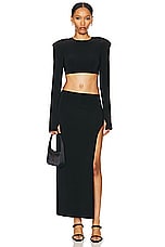 Norma Kamali Marissa Wide Slit Skirt in Black, view 5, click to view large image.