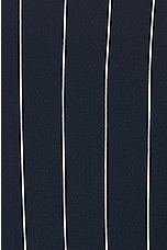 Norma Kamali Pleated Mini Skirt in True Navy Pinstripe, view 5, click to view large image.