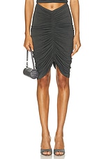 Norma Kamali Shirred Mini Skirt in Dark Grey, view 1, click to view large image.