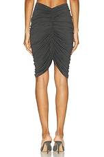 Norma Kamali Shirred Mini Skirt in Dark Grey, view 3, click to view large image.