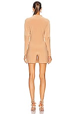 Norma Kamali Tie Front NK Shirt Jumpshort in Nude, view 3, click to view large image.
