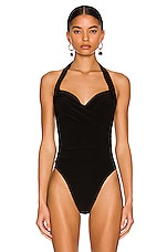 Norma Kamali Cayla Bodysuit in Black, view 2, click to view large image.