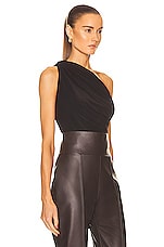 Norma Kamali One Shoulder Peasant Top in Black, view 2, click to view large image.