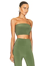 Norma Kamali Strapless Cropped Top in Celadon, view 2, click to view large image.