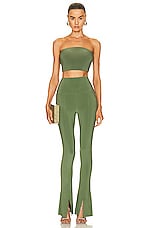 Norma Kamali Strapless Cropped Top in Celadon, view 4, click to view large image.