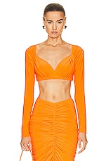 Norma Kamali Long Sleeve Cropped Sweetheart Top in SOS, view 1, click to view large image.