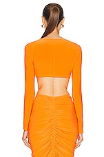 Norma Kamali Long Sleeve Cropped Sweetheart Top in SOS, view 3, click to view large image.