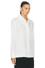 Norma Kamali Nk Shirt W/ Collar Stand in Snow White, view 2, click to view large image.